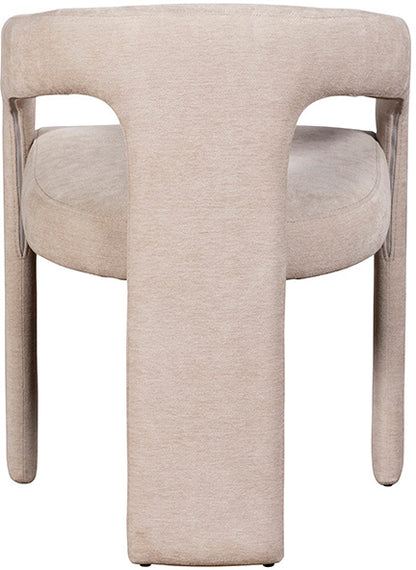 Baker Pair of Georgia Armchairs upholstered in a beige boucle effect material with tripod style legs and padded seat