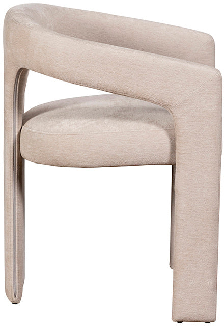 Baker Pair of Georgia Armchairs feature a tripod leg design in a beige boucle effect upholstery