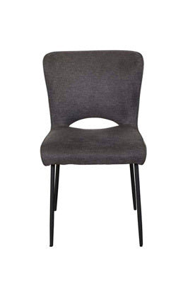 Baker Pair of Maya Dining Chairs in Dark Grey with black powder coated metal legs