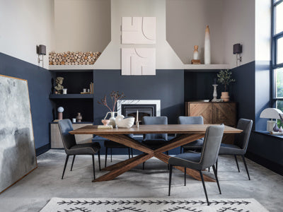 Baker Pair of Rebecca Dining Chairs in Anthracite Grey textured PU fabric with stylish contract piping detail and black metal legs