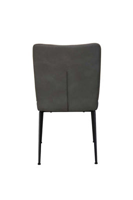Baker Rebecca Dining Chair is fully upholstered in an Anthracite grey textured PU fabric, with black metal legs