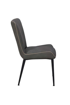 Baker Pair of Rebecca Dining Chairs in Anthracite grey upholstery with piping detail and black metal legs