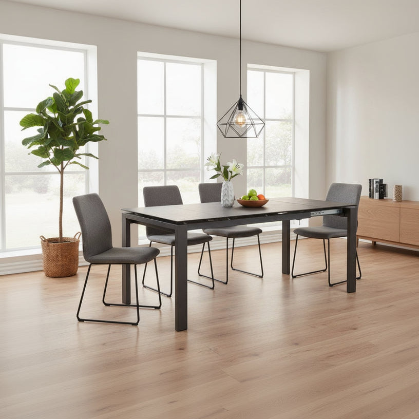 Baker Panama 140cm–180cm Extending Table Features a Dark Grey ceramic table top that can seat up to 6 people