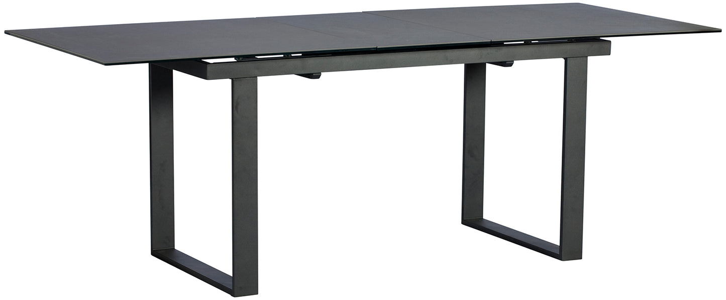 Baker Panama 176cm–216cm Extending Dining Table with a Dark Grey ceramic table top and powder coated aluminium legs