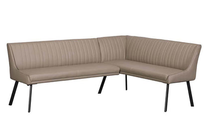 Baker Panama Chloe Lefthand Corner Bench in a taupe coloured faux leather with black metal legs