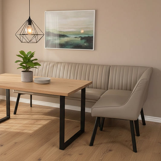 Baker Panama Chloe Lefthand Corner Bench features PU Leather effect upholstery and powder coated anthracite aluminium legs with seating for up to 5 people