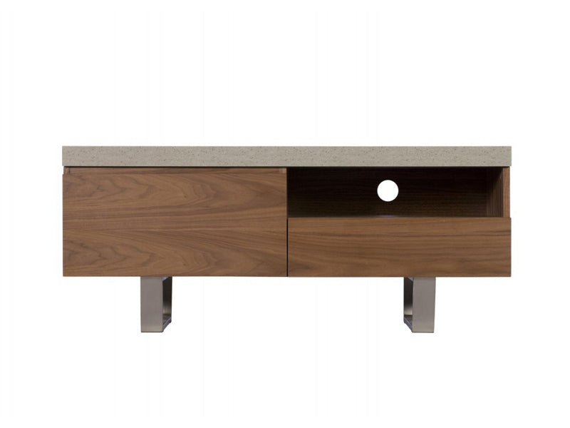 Baker Petra TV Unit features  an integrated media player shelf with a pre-cut cable hole in the rear as well as a cabinet and drawer to store remotes, DVDs etc.