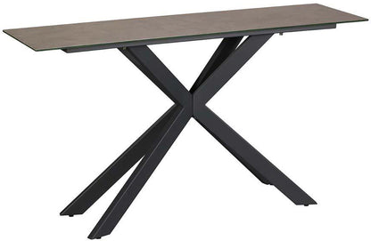 Baker Tietro Console Table in Light Grey, is made from ceramic glass and metal has a sleek and modern design 
