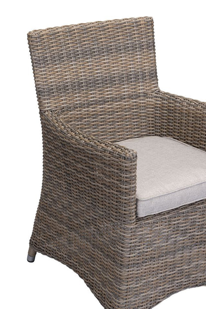Bermuda 2 Seater Bistro Set in Natural Weave rattan frames with cream seat pads