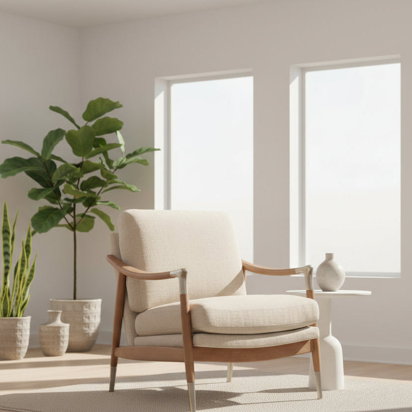 Carlton Furniture Alfie Chair in Washed Canvas upholstery with a wooden frame  and curved arms
