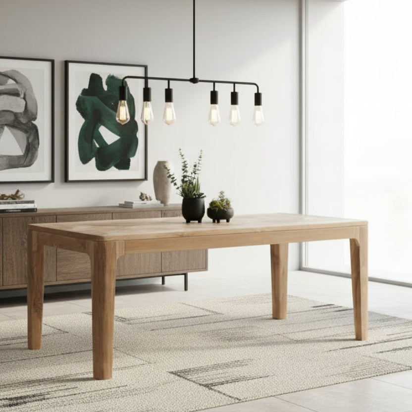 Carlton Furniture Arch 160cm Rectangular Dining Table constructed from Recycled Teak wood with arched leg profile for a modern architectural feel