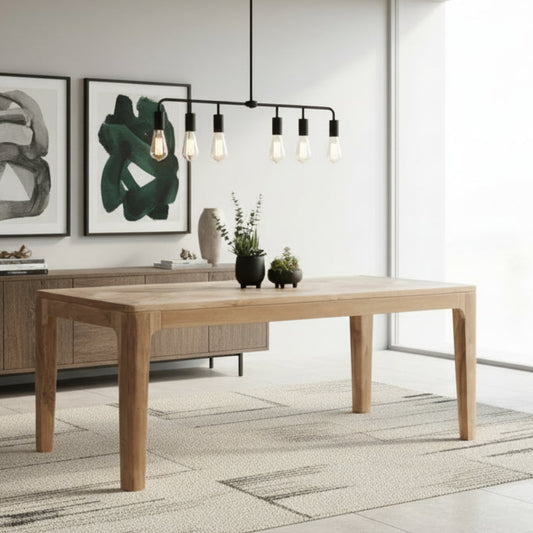 Carlton Furniture Arch 160cm Rectangular Dining Table constructed from Recycled Teak wood with arched leg profile for a modern architectural feel
