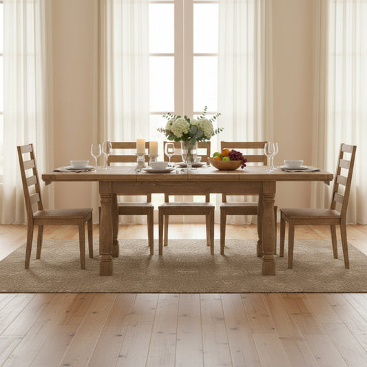 Carlton Furniture Copeland 1400 Extending Dining Table is crafted from solid natural oak, with pedestal legs and can seat 4-6 people when extended