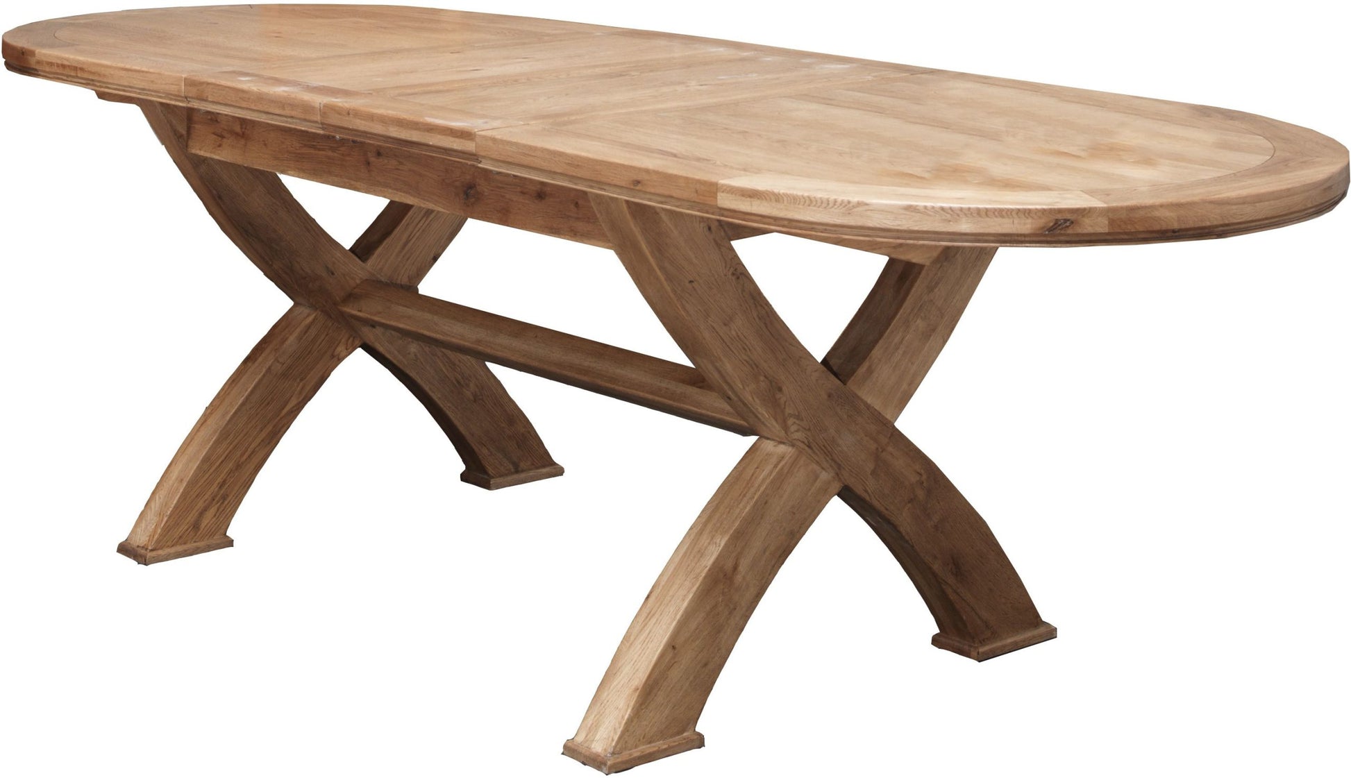 Carlton Furniture Copeland 1800 Cross Leg Oval Extending Dining Table is crafted from solid natural oak wood, with a stunning cross leg design and can seat 8-12 people at the extending oval table top