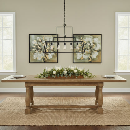 The Carlton Furniture Copeland 2100 Rectangular Extending Dining Table has a natural oak finish, pedestal legs and can seat 8-10 people when extended