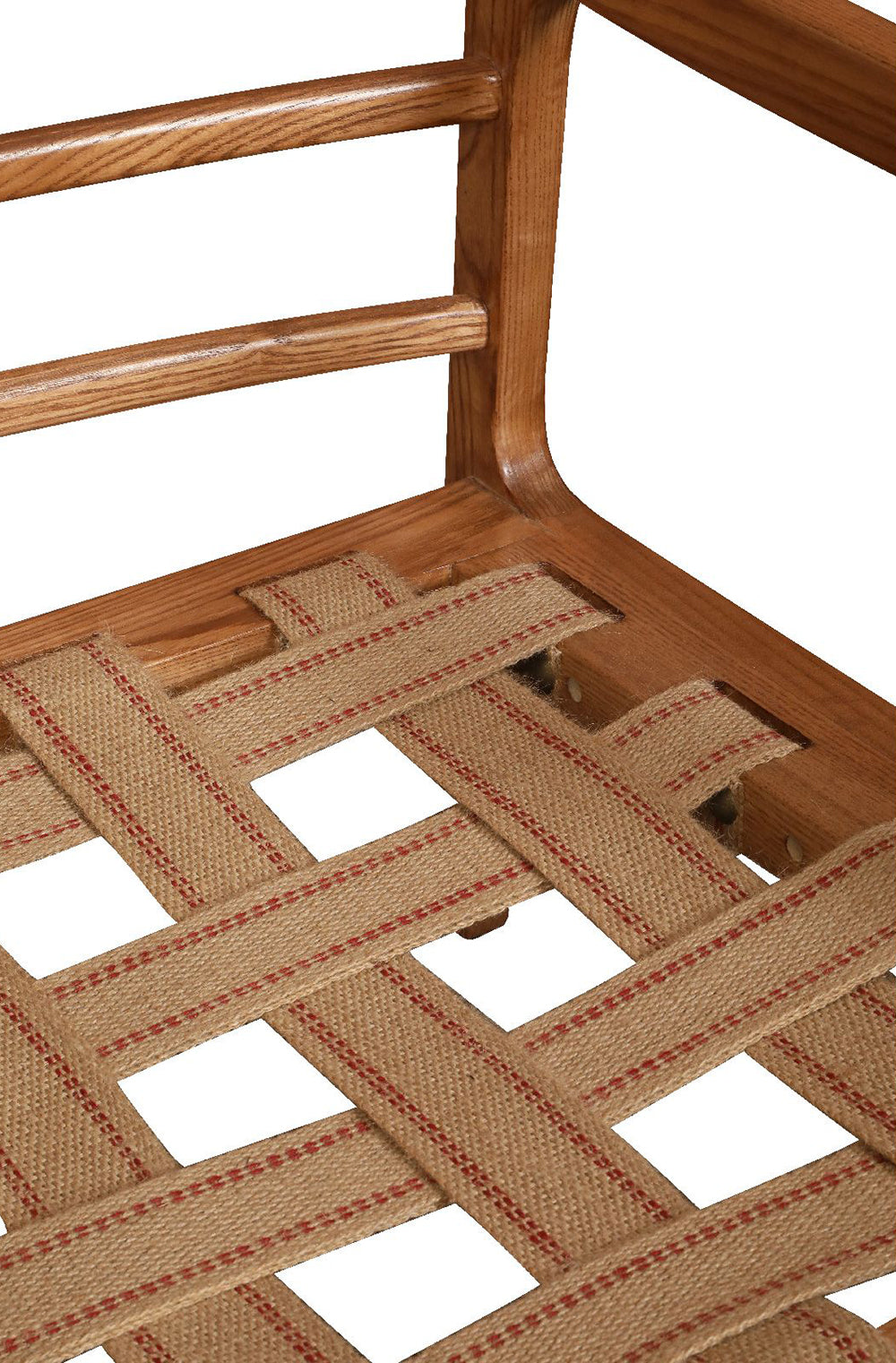 Carlton Furniture Corsham Relax Chair with exposed oak frame, features a strong woven canvas seat base for the leather cushion to sit on top of