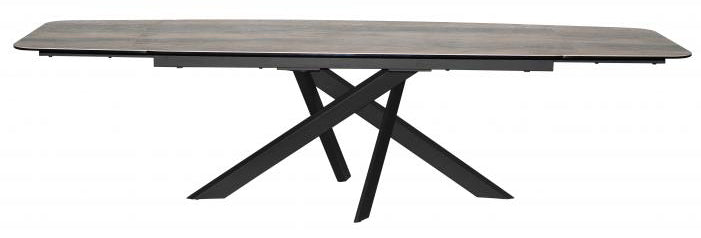 Carlton Furniture Florence Extending Oval Dining Table with ceramic table top and black metal spider leg base
