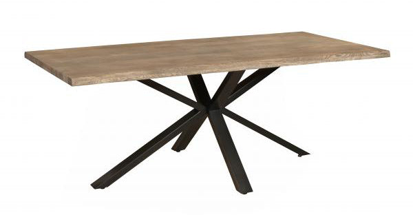 Carlton Furniture Modena 200cm Rectangular Dining Table in Natural Oil finish with black spider leg base