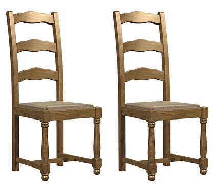 Carlton Furniture Pair of Copeland Ladder Back Chairs with upholstered seat pad, turned fronted legs and gently curved slat detail on the backrest
