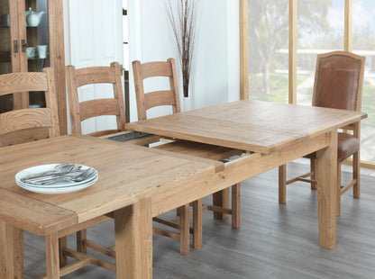 Carlton Furniture Rustic Manor 1800×900 Extending Dining Table constructed from solid oak that can seat 6-8 people when fully extended