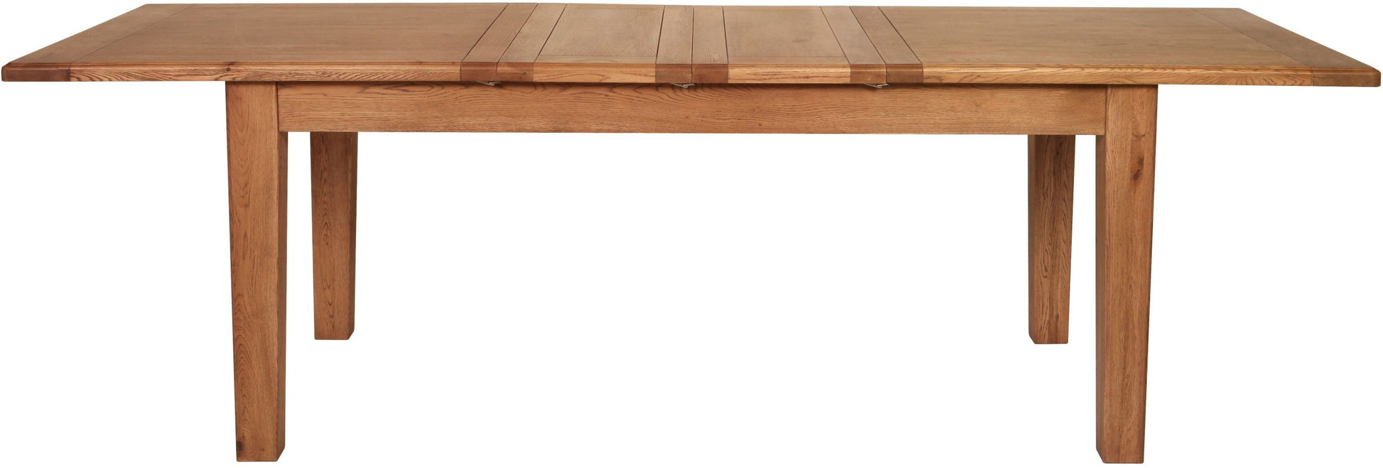 Carlton Furniture Rustic Manor 1800×900 Extending Dining Table with a warm oak finish, seats 6-8 when fully extended