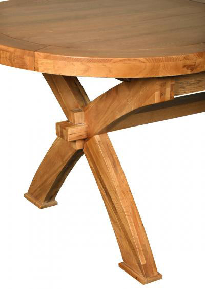 Carlton Furniture Windermere Oval X-Leg Extending Dining Table made from solid natural oak with a crossed trestle base