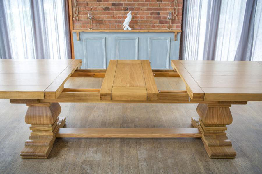Carlton Furniture Windermere Rustic Monastery Extending Dining Table in Natural Solid Oak with an extending mechanism, can seat 8-12 people