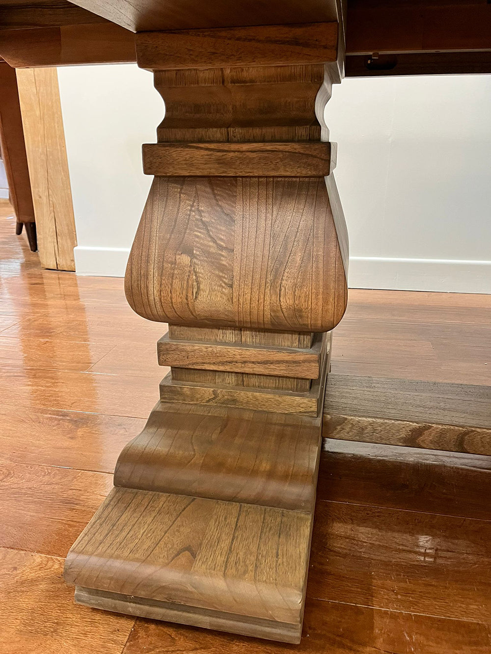 Carlton Furniture Windermere Rustic Monastery Extending Dining Table in Grey Oil Finished oak wood with chunky pedestal base