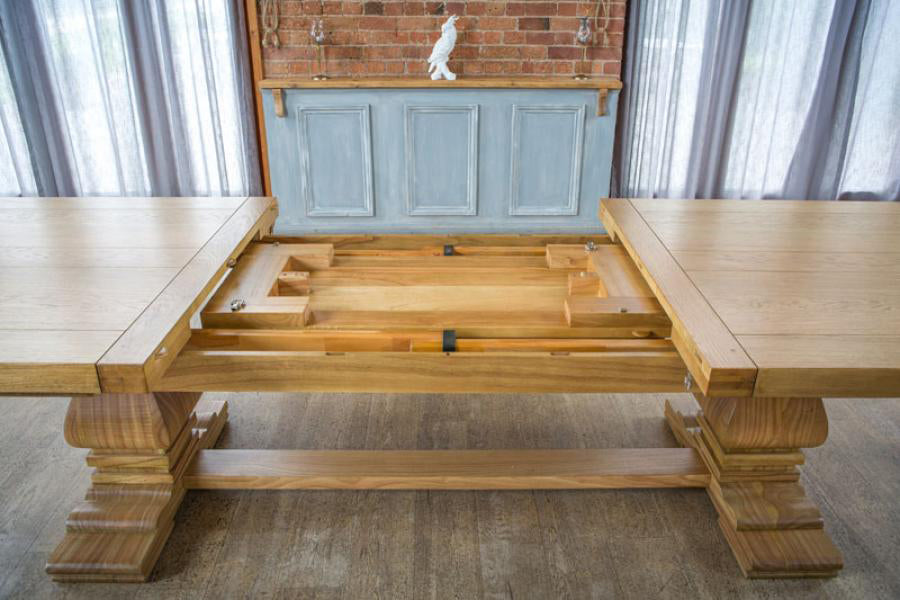 Carlton Furniture Windermere Rustic Monastery Extending Dining Table in Natural Oak, can accommodate 8-12 people