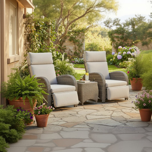 Chelsea Bermuda Reclining 3 Piece Lounge Set in a Natural Weave rattan with cream padded seat cushions