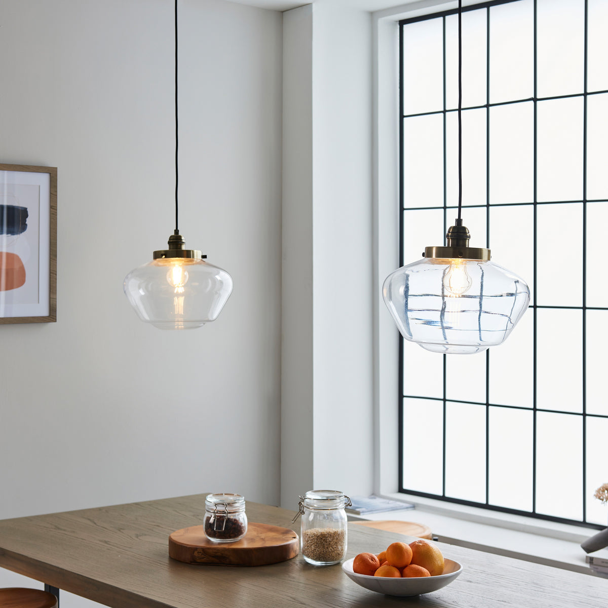 Gallery Direct Lindby Pendant Light Brass / Clear, styled in a room setting