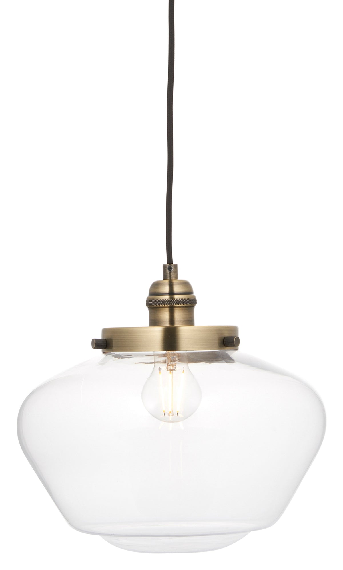 Gallery Direct Lindby Pendant Light Brass / Clear, complete product view on a white background