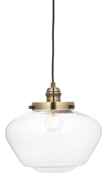 Gallery Direct Lindby Pendant Light Brass / Clear, complete product view on a white background