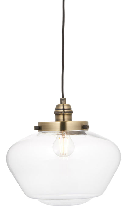 Gallery Direct Lindby Pendant Light Brass / Clear, complete product view on a white background