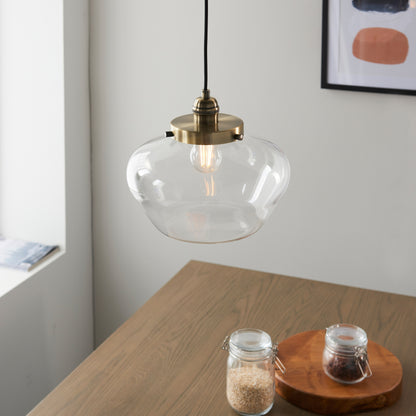 Gallery Direct Lindby Pendant Light Brass / Clear, close-up of the finish and design
