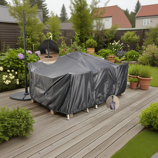 The AeroCover Support Pole Set measures 24cm x 10cm x 20cm and includes a support pole to help water run off and 8 bags that can be sand filled for weighting down outdoor furniture covers