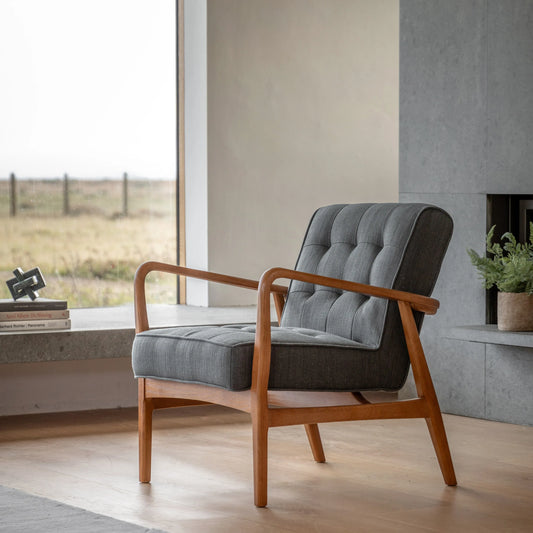Gallery Direct Humber Armchair in Dark Grey Linen