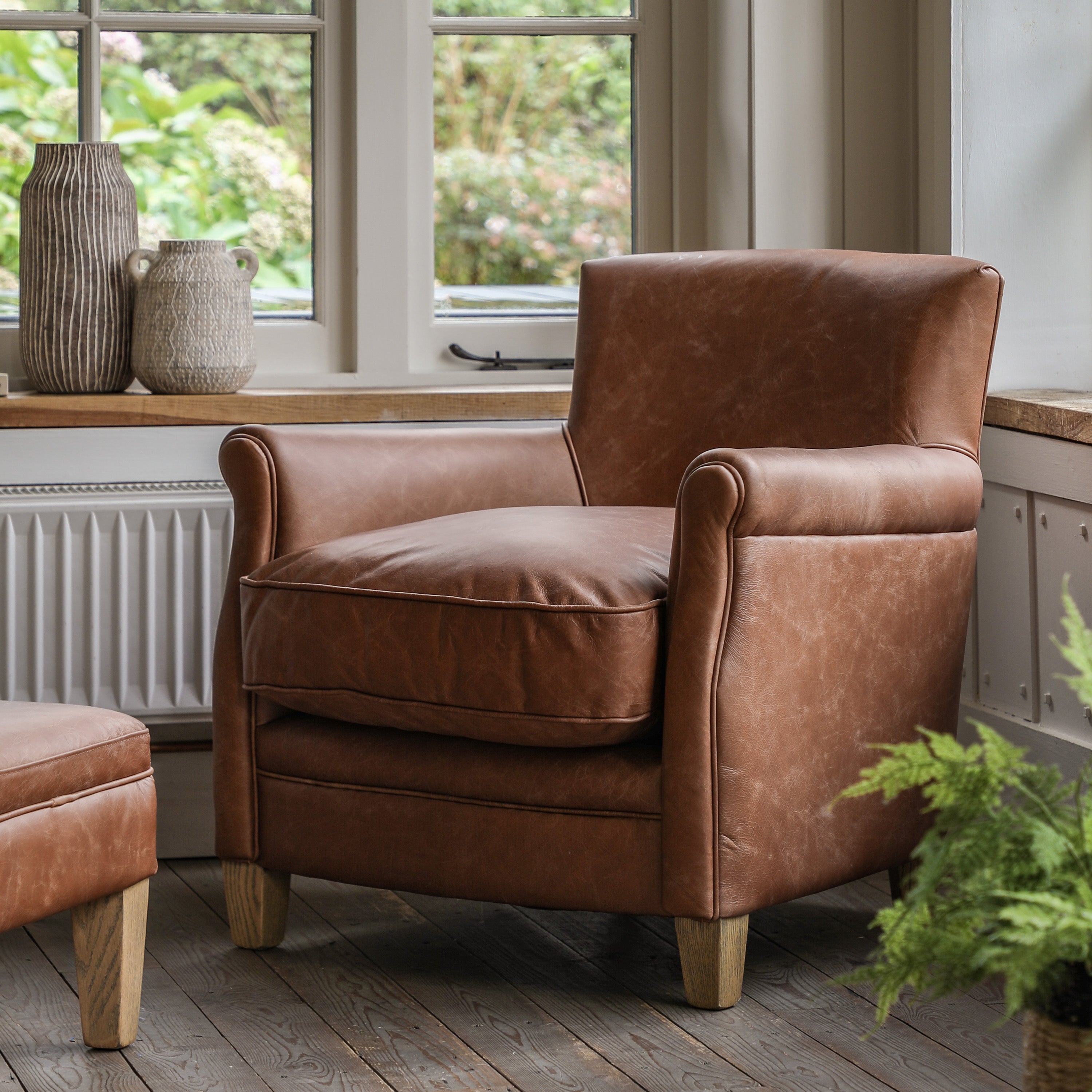 Gallery Direct Mr. Paddington Leather Chair | Vintage Brown Armchair ...