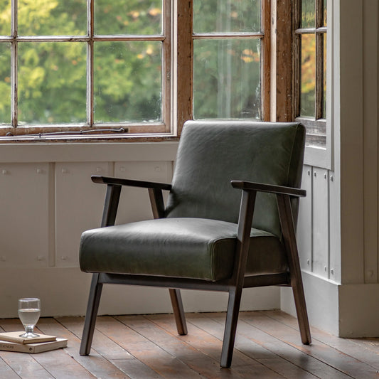 Gallery Direct Neyland Armchair in Heritage Green Leather