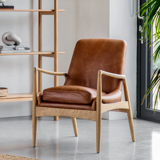 Gallery Direct Carrera Armchair in Brown Leather