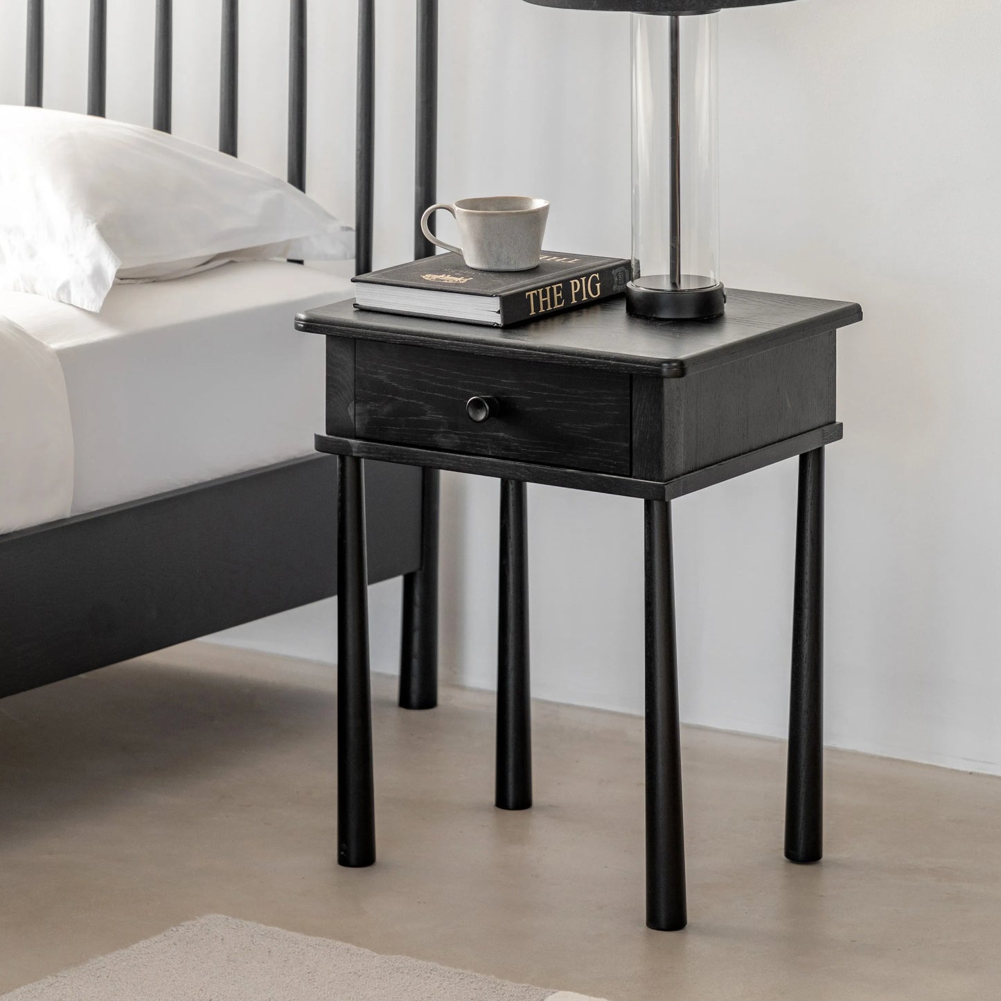 Gallery Direct Wycombe 1 Drawer Bedside Black