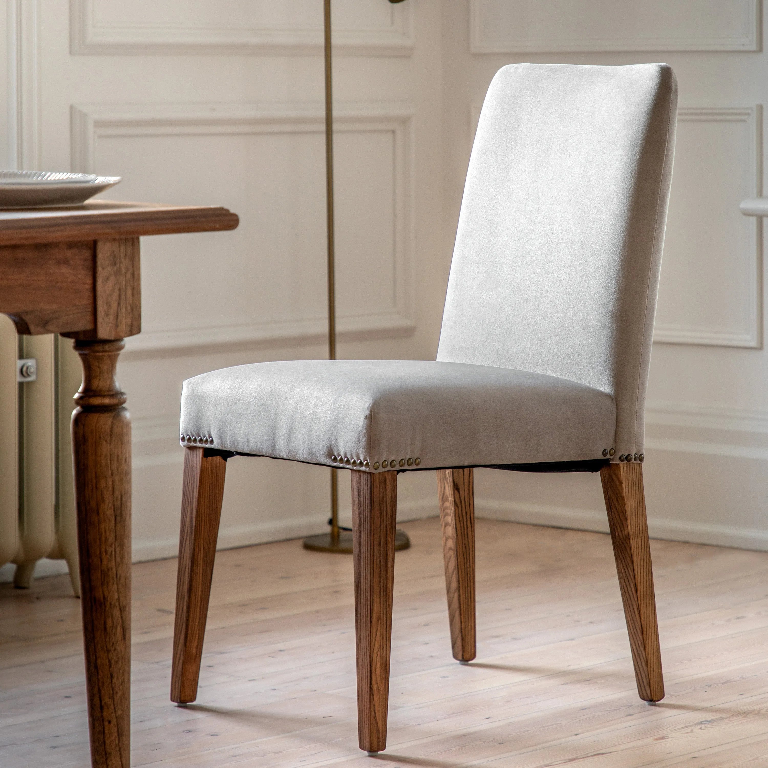 Gallery Direct Pair of Highgrove Dining Chairs in Dove Velvet