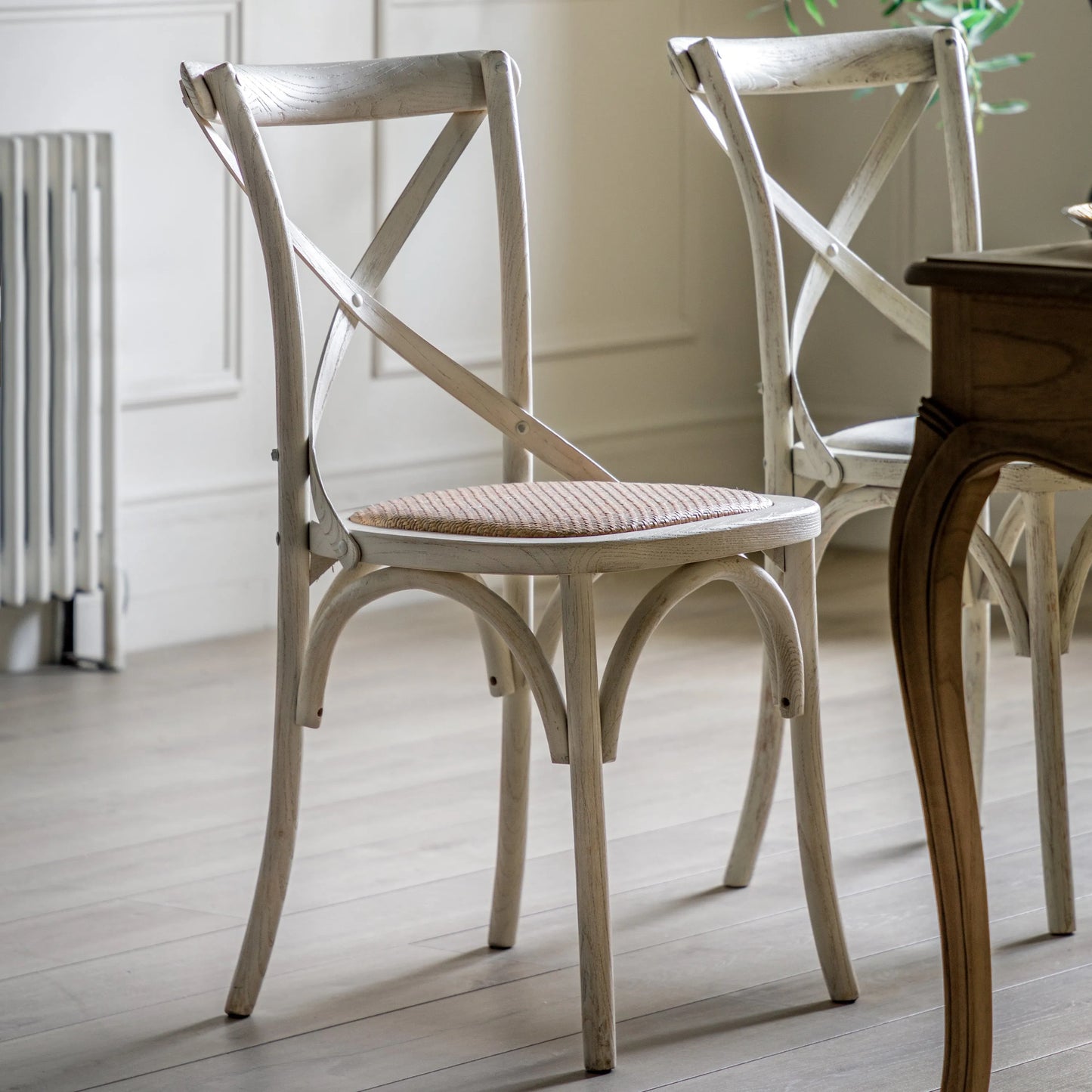 Gallery Direct Cafe Pair of Dining Chairs in White Rattan