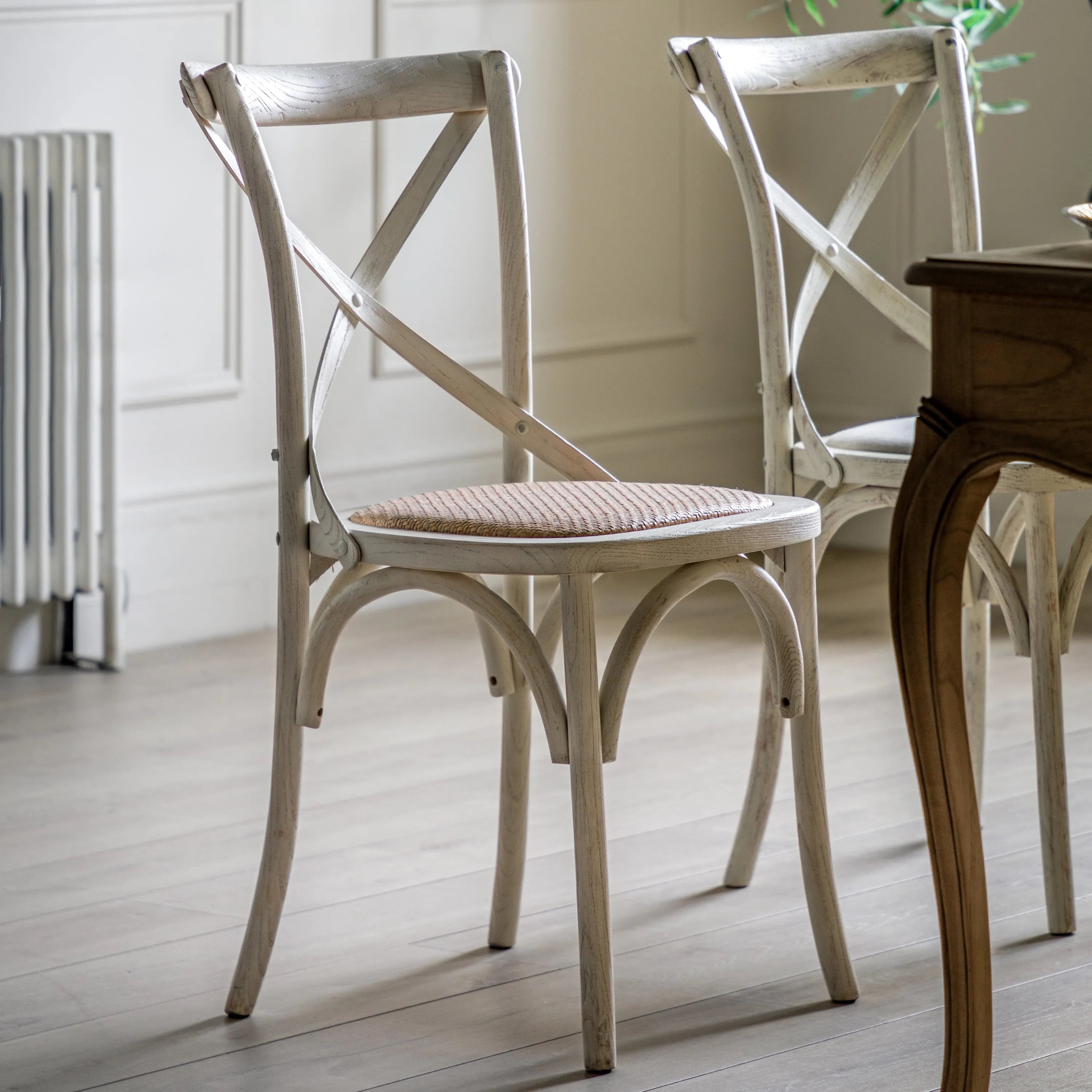 Gallery Direct Cafe Pair of Dining Chairs in White Rattan