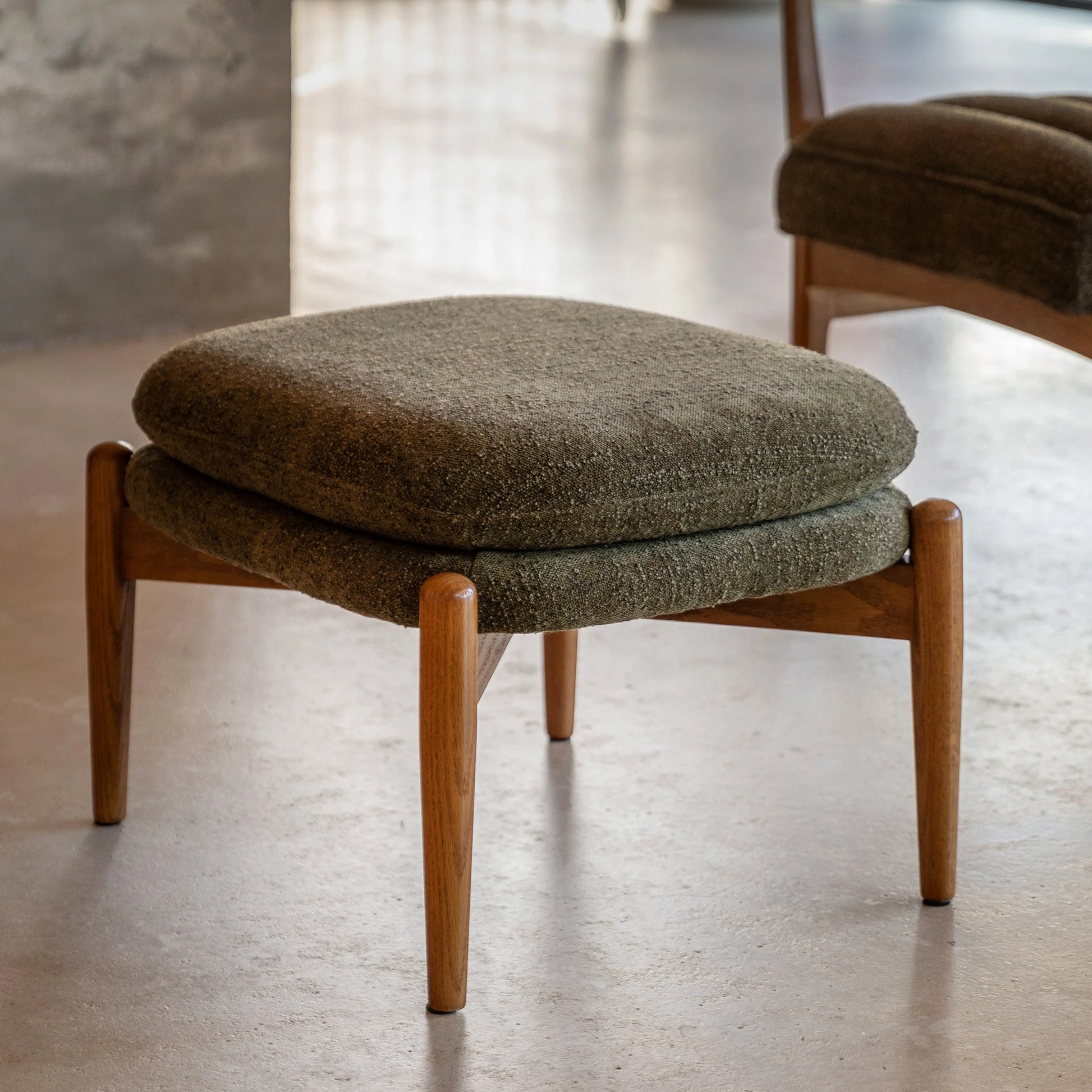 Gallery Direct Datsun Footstool in Green Boucle