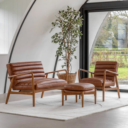 Gallery Direct Datsun Footstool in Vintage Brown Leather