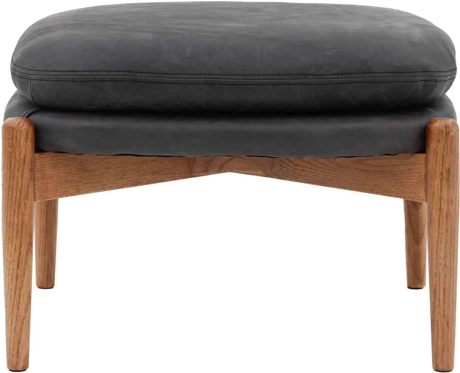 Gallery Direct Datsun Footstool in Antique Ebony Leather