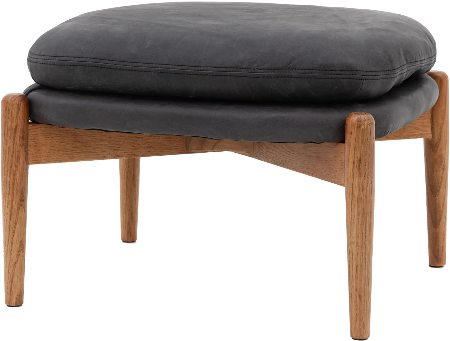 Gallery Direct Datsun Footstool in Antique Ebony Leather