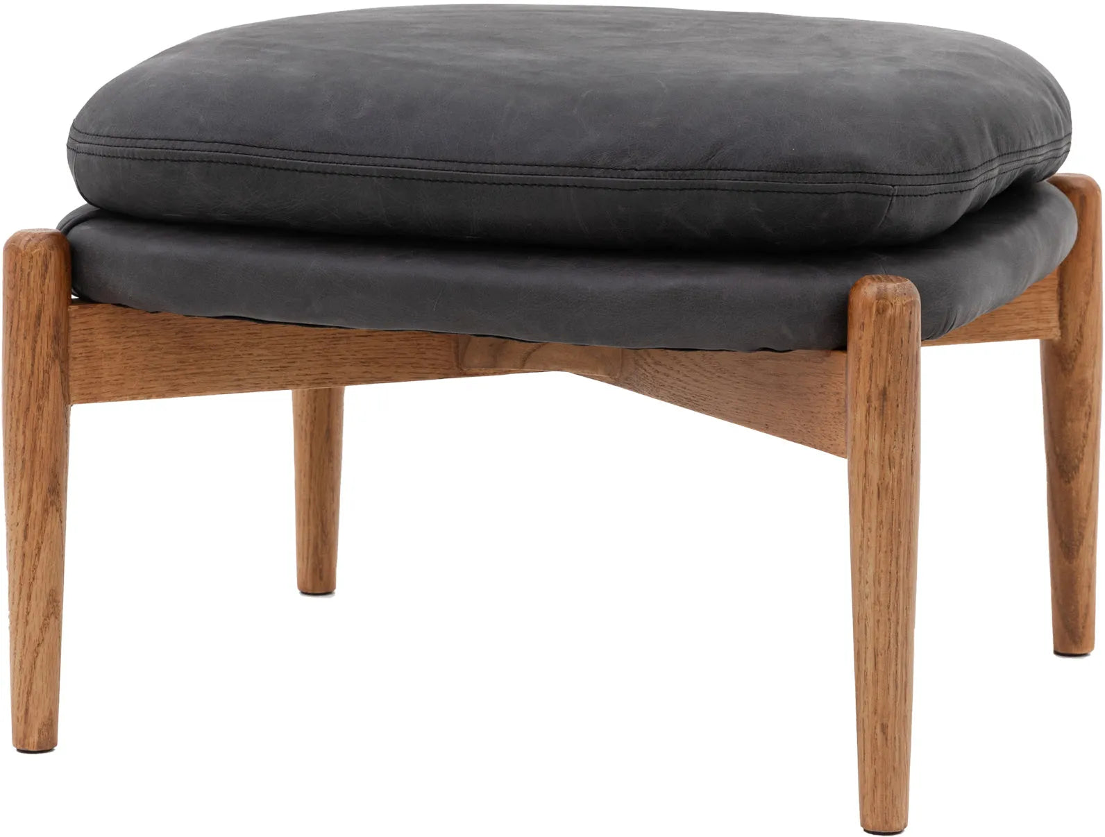 Gallery Direct Datsun Footstool in Antique Ebony Leather