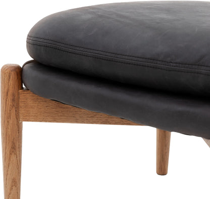 Gallery Direct Datsun Footstool in Antique Ebony Leather